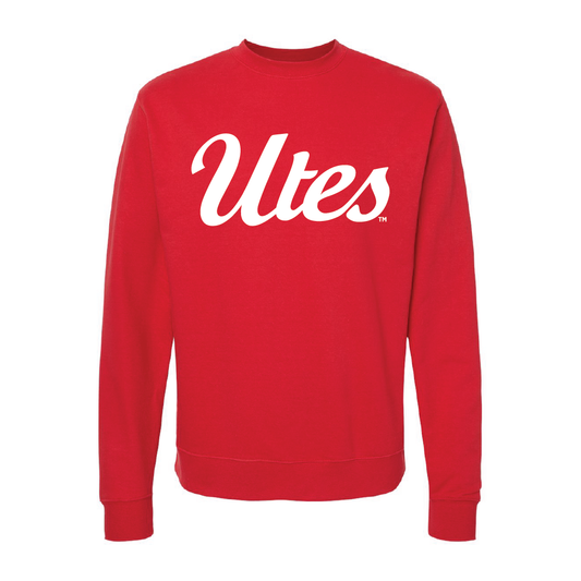 Utes ScriptEmbroidered Crew Neck Sweatshirt