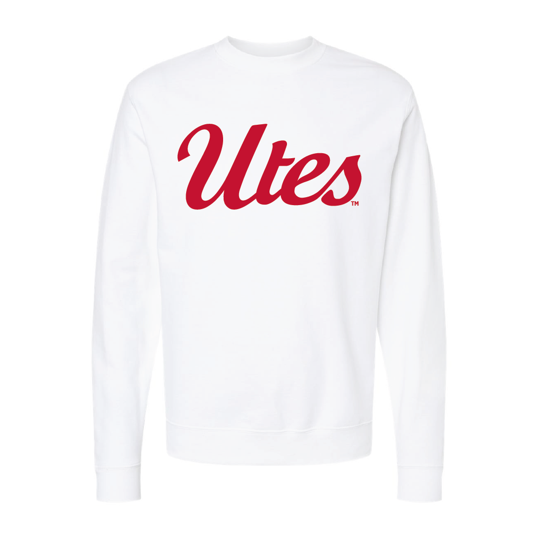 Utes ScriptEmbroidered Crew Neck Sweatshirt