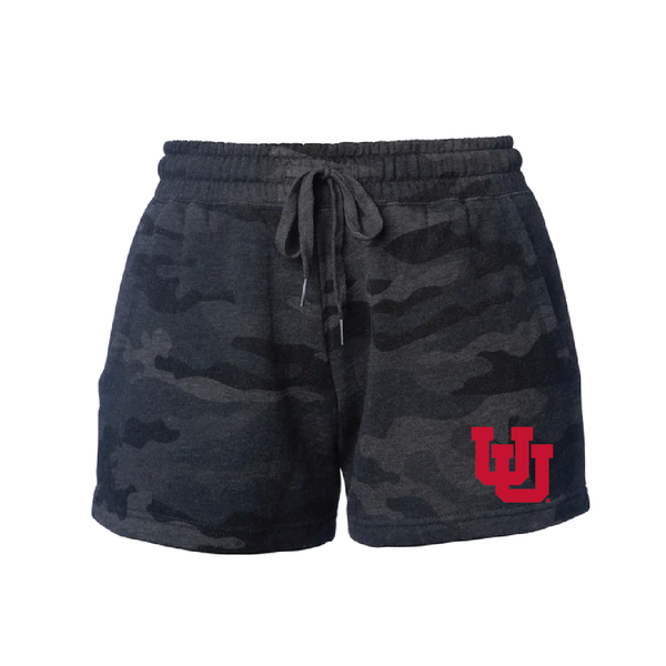 Women's Midweight Fleece Black Camo Shorts