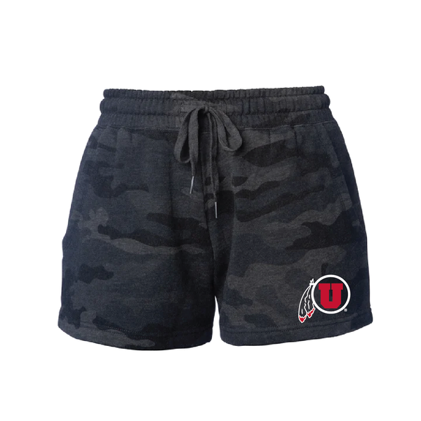 Women's Midweight Fleece Black Camo Shorts