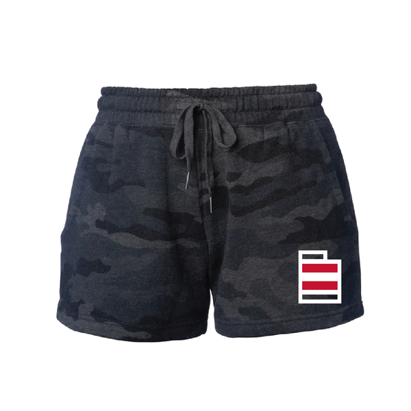 Women's Midweight Fleece Black Camo Shorts