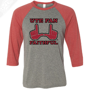 Ute Fan Faithful  - 3/4 Sleeve Baseball Shirt